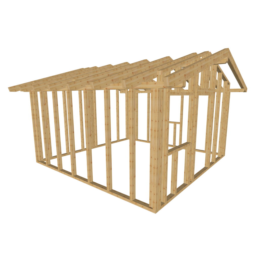 Bauplan Gartenhaus 80 3D-Ansicht schräg von vorn