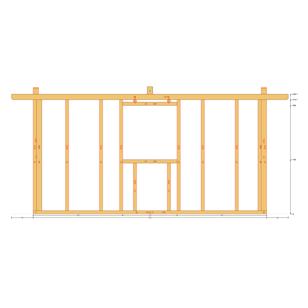 Bauplan Gartenhaus 80 Seitenansicht mit Bemaßung