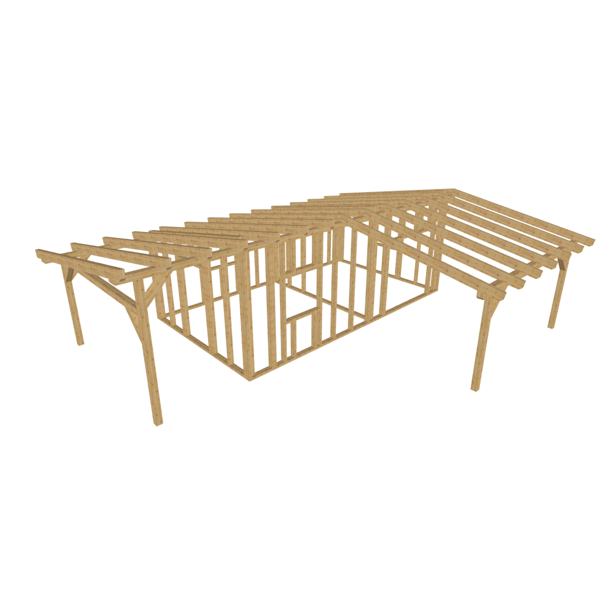 Bauplan Gartenhaus 81 3D-Ansicht schräg von vorn