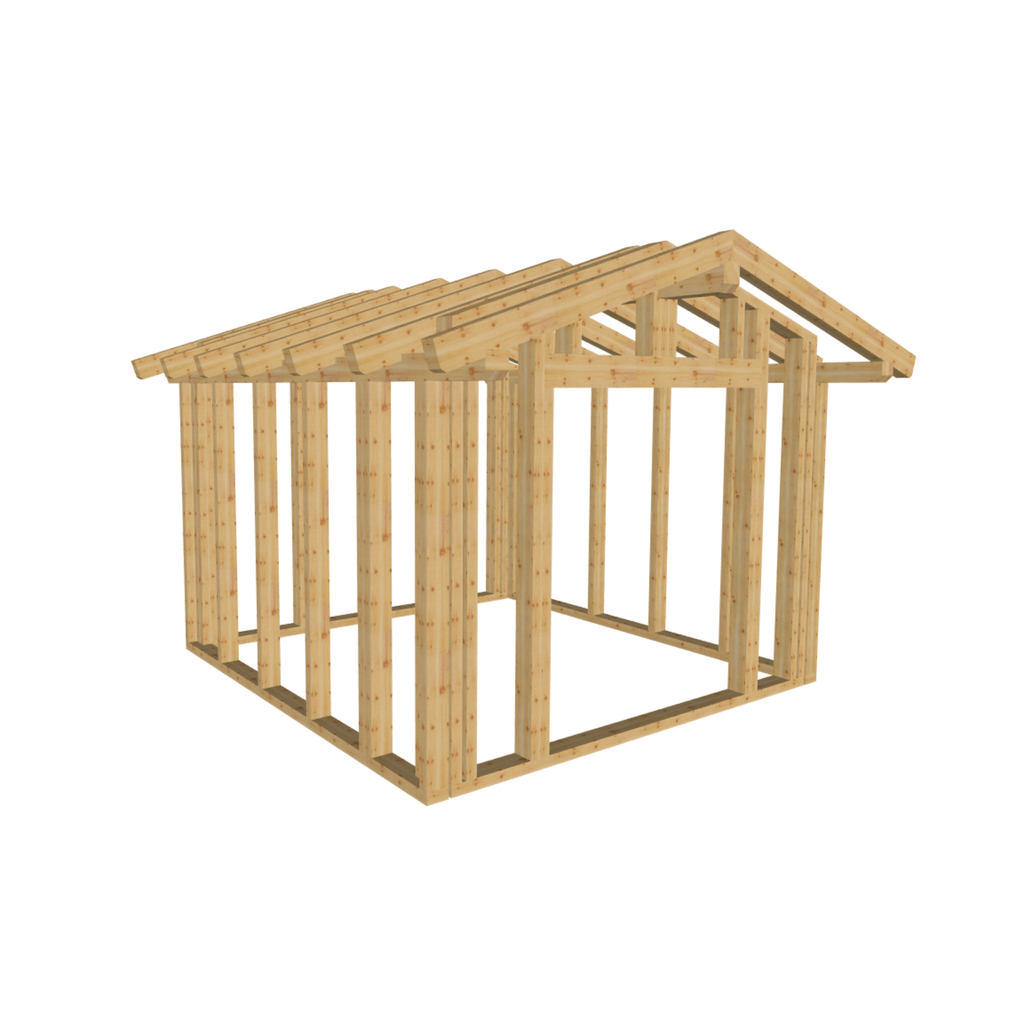 Bauplan Gartenhaus 82 3D-Ansicht schräg von vorn