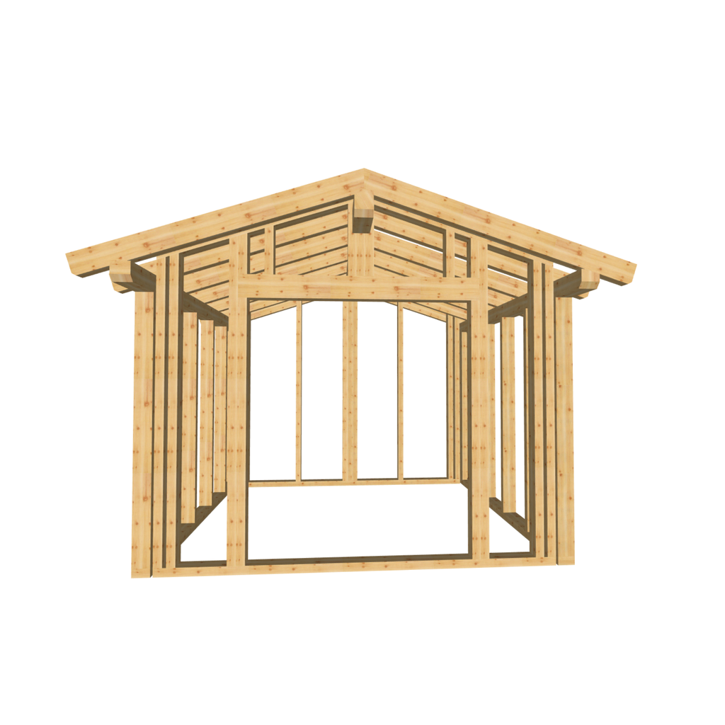 Bauplan Gartenhaus 82 3D-Frontansicht