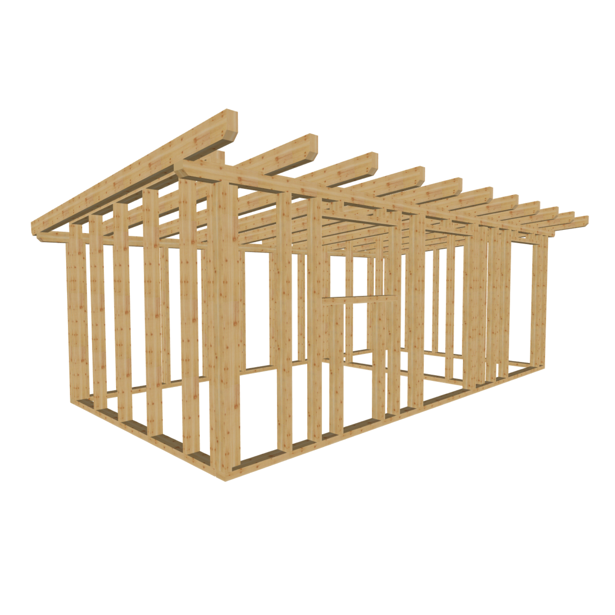 Bauplan Gartenhaus 83 3D-Ansicht schräg von vorn