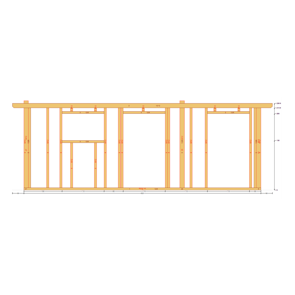 Bauplan Gartenhaus 83 Seitenansicht mit Bemaßung