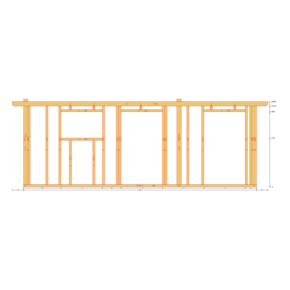 Bauplan Gartenhaus 83 Seitenansicht mit Bemaßung