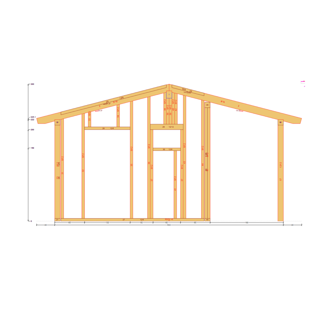 Bauplan Gartenhaus 84 Querschnitt mit Bemaßung