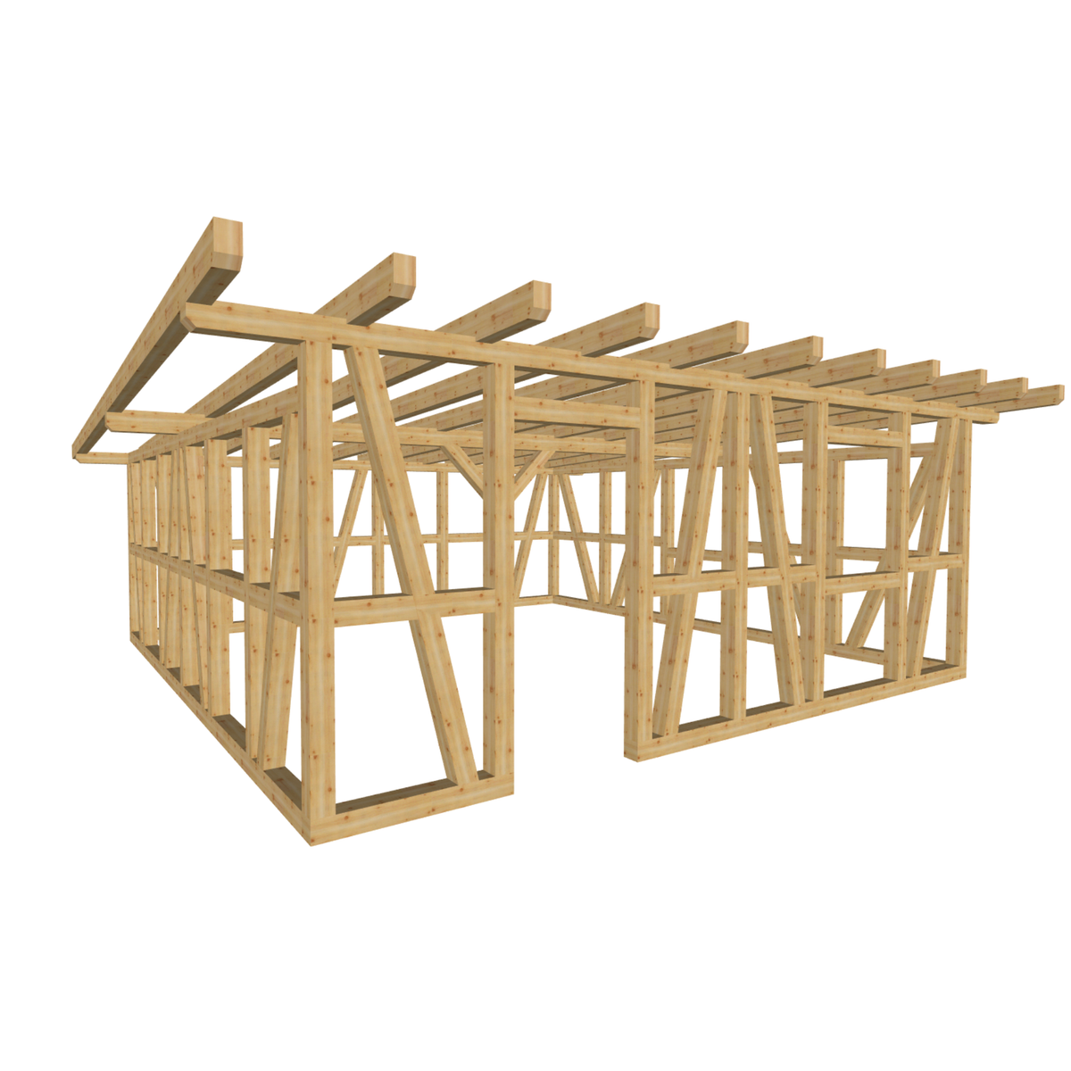 Bauplan Gartenhaus 88 3D-Ansicht schräg von vorn