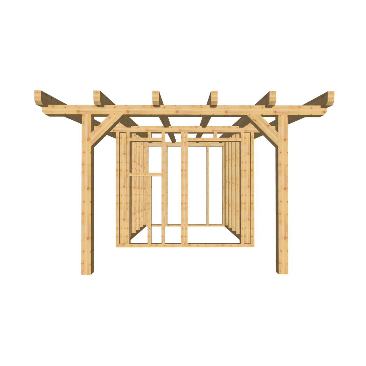 Bauplan Gartenhaus 89 3D-Frontansicht