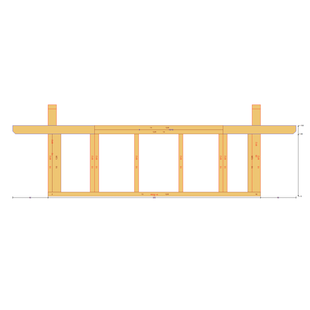 Bauplan Gartenhaus 8 Seitenansicht mit Bemaßung