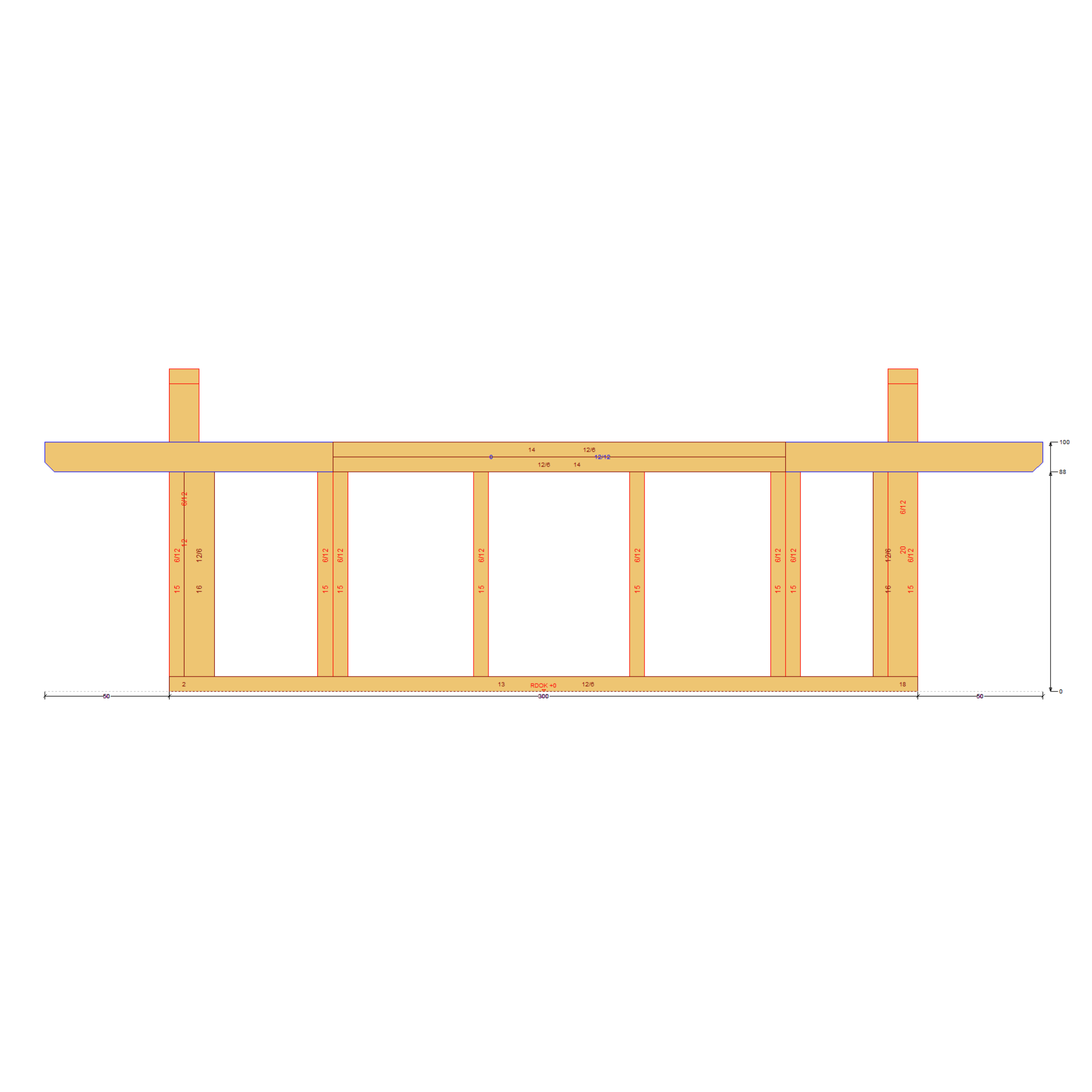 Bauplan Gartenhaus 8 Seitenansicht mit Bemaßung