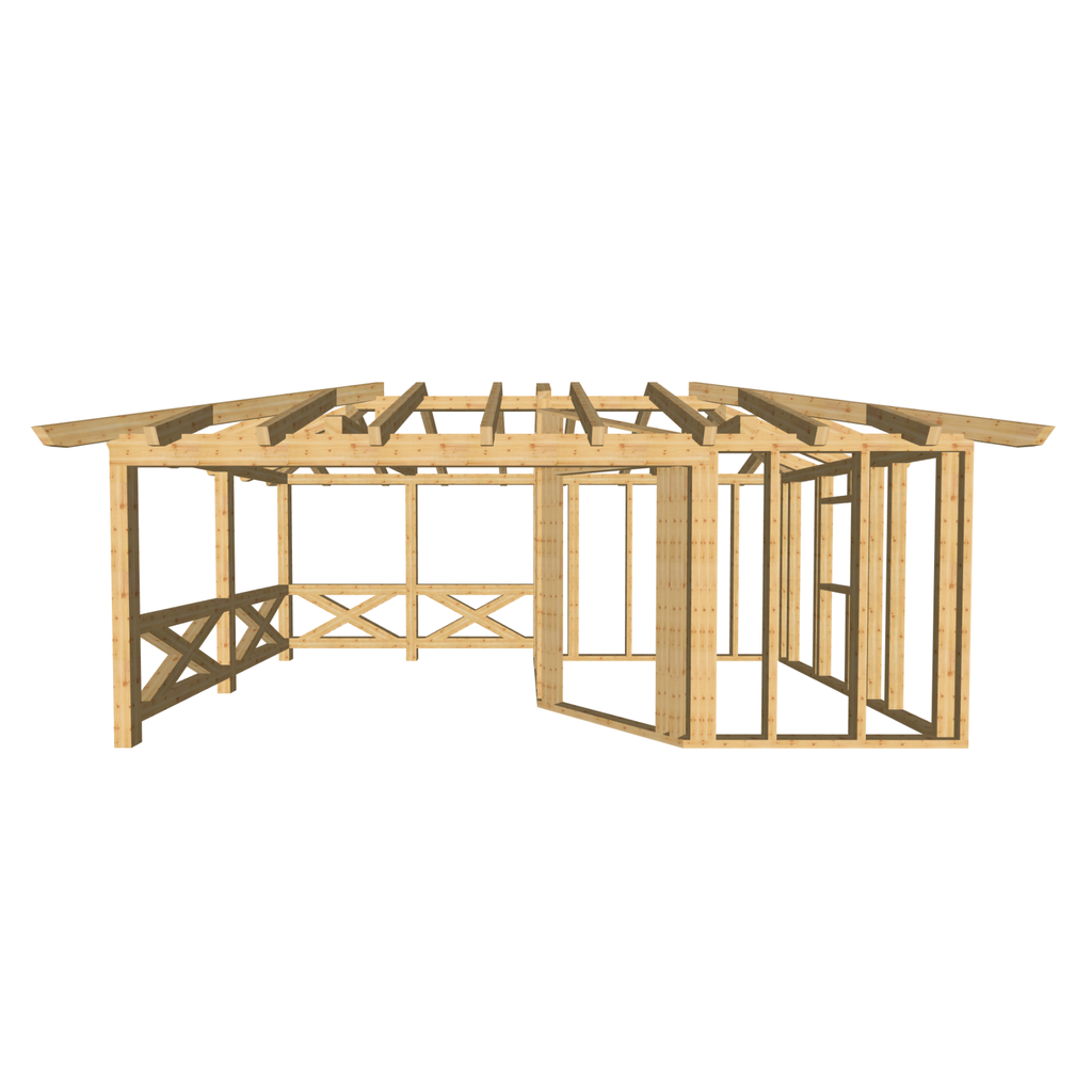Bauplan Gartenhaus 90 3D-Frontansicht