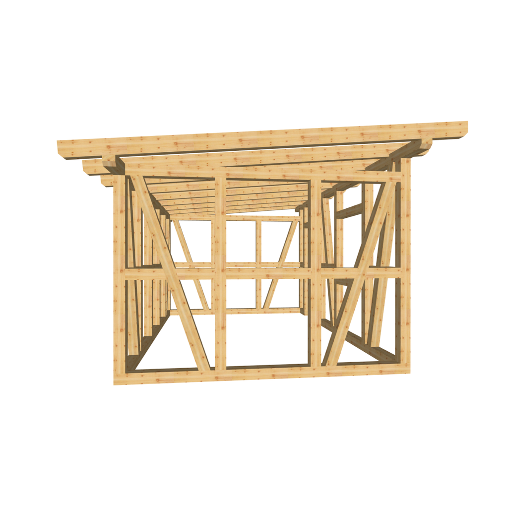 Bauplan Gartenhaus 91 3D-Frontansicht