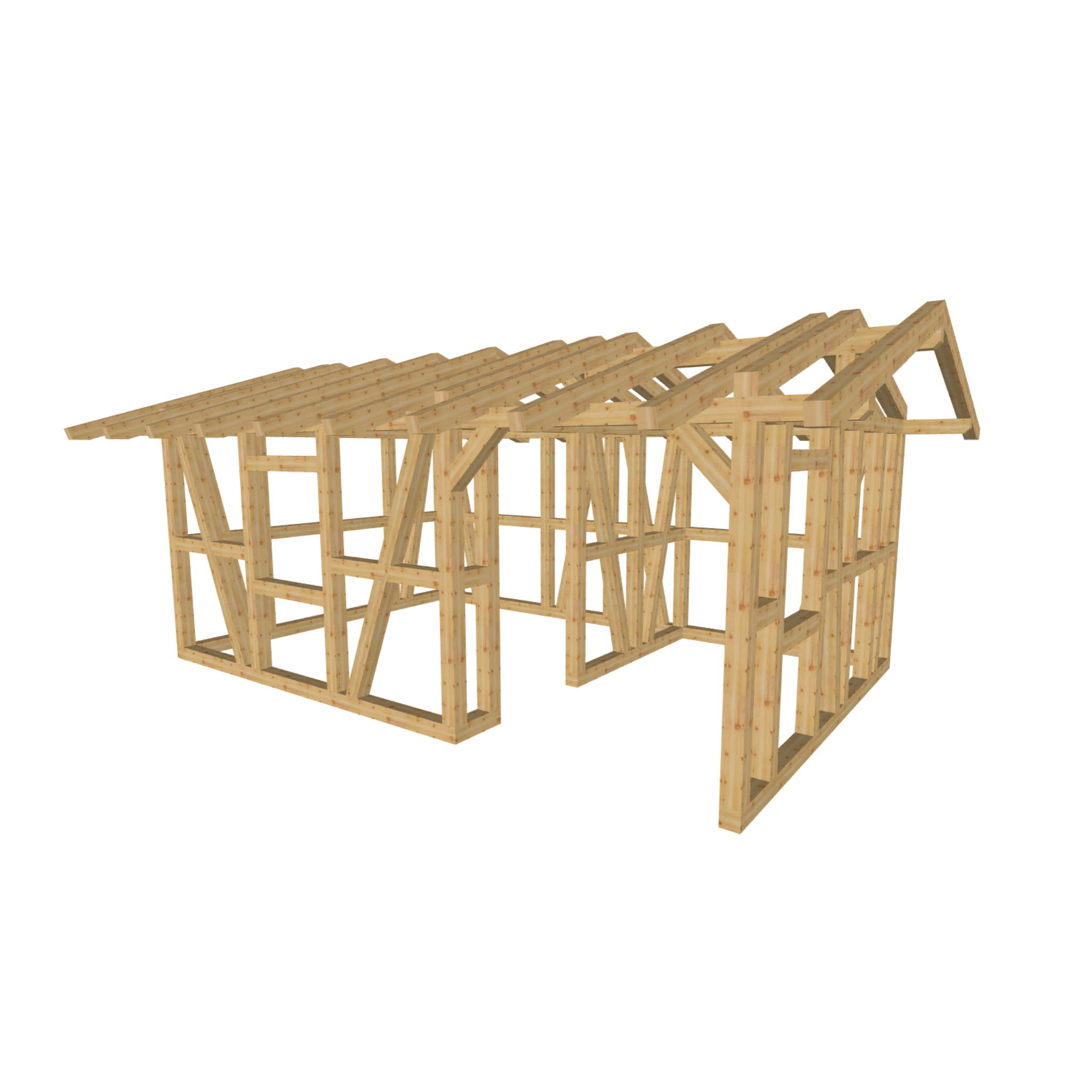 Bauplan Gartenhaus 92 3D-Ansicht schräg von vorn