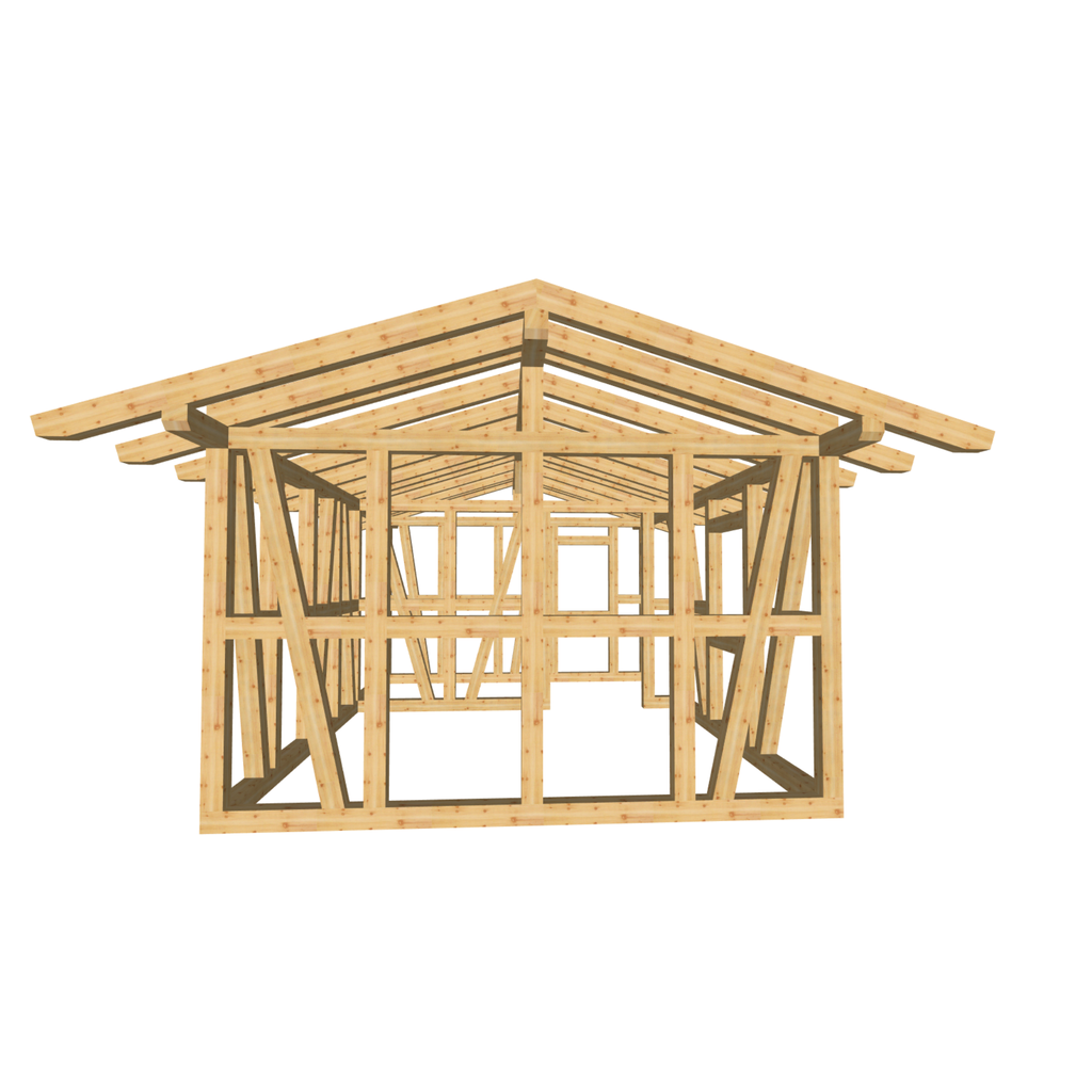 Bauplan Gartenhaus 92 3D-Frontansicht