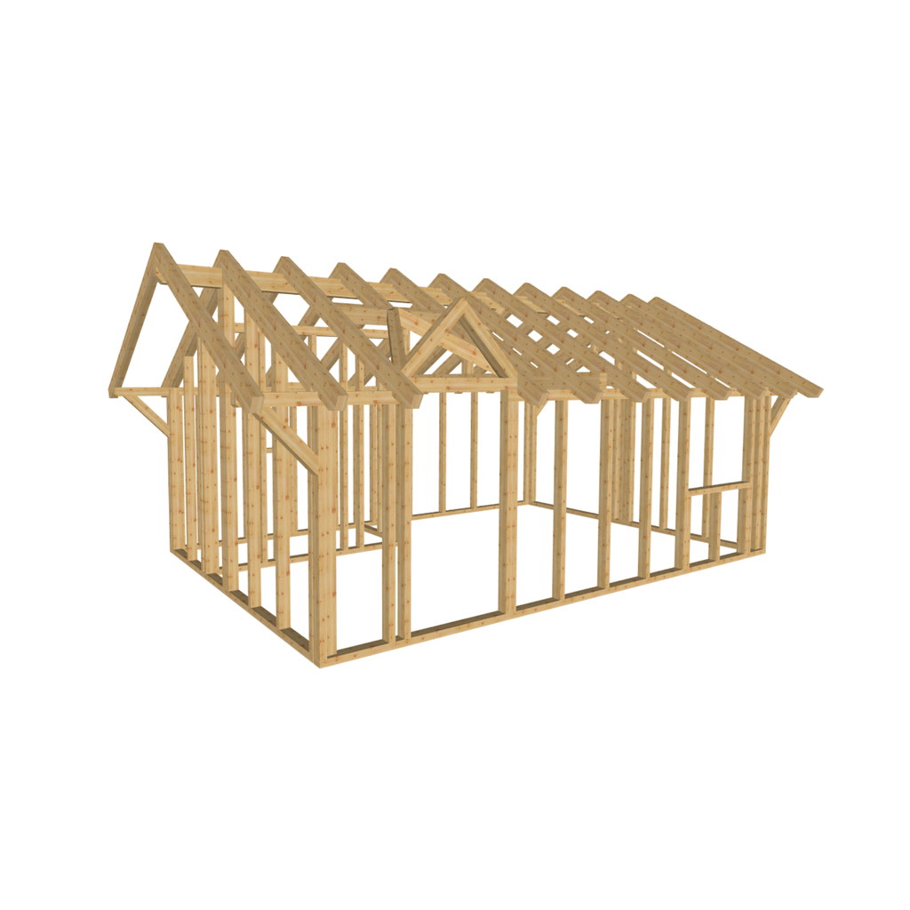 Bauplan Gartenhaus 93 3D-Ansicht schräg von vorn