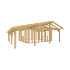 Bauplan Gartenhaus 94 3D-Ansicht schräg von vorn