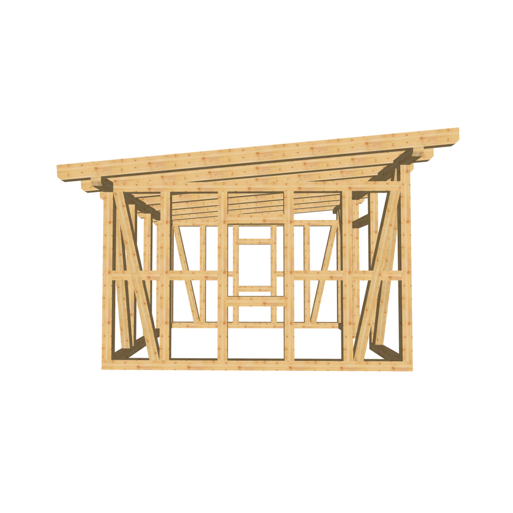 Bauplan Gartenhaus 95 3D-Frontansicht