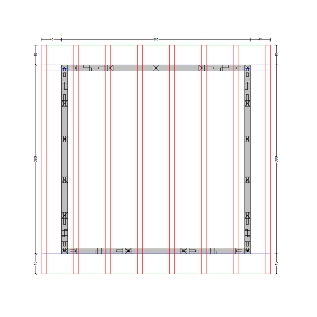 Bauplan Gartenhaus 95 Draufsicht mit Bemaßung