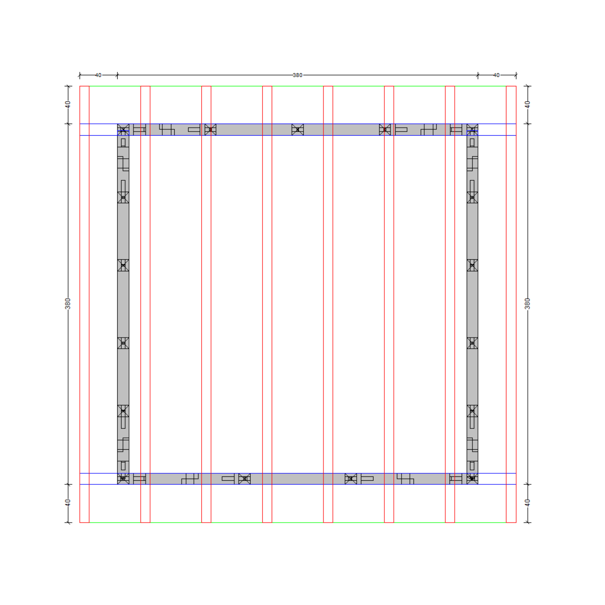 Bauplan Gartenhaus 95 Draufsicht mit Bemaßung