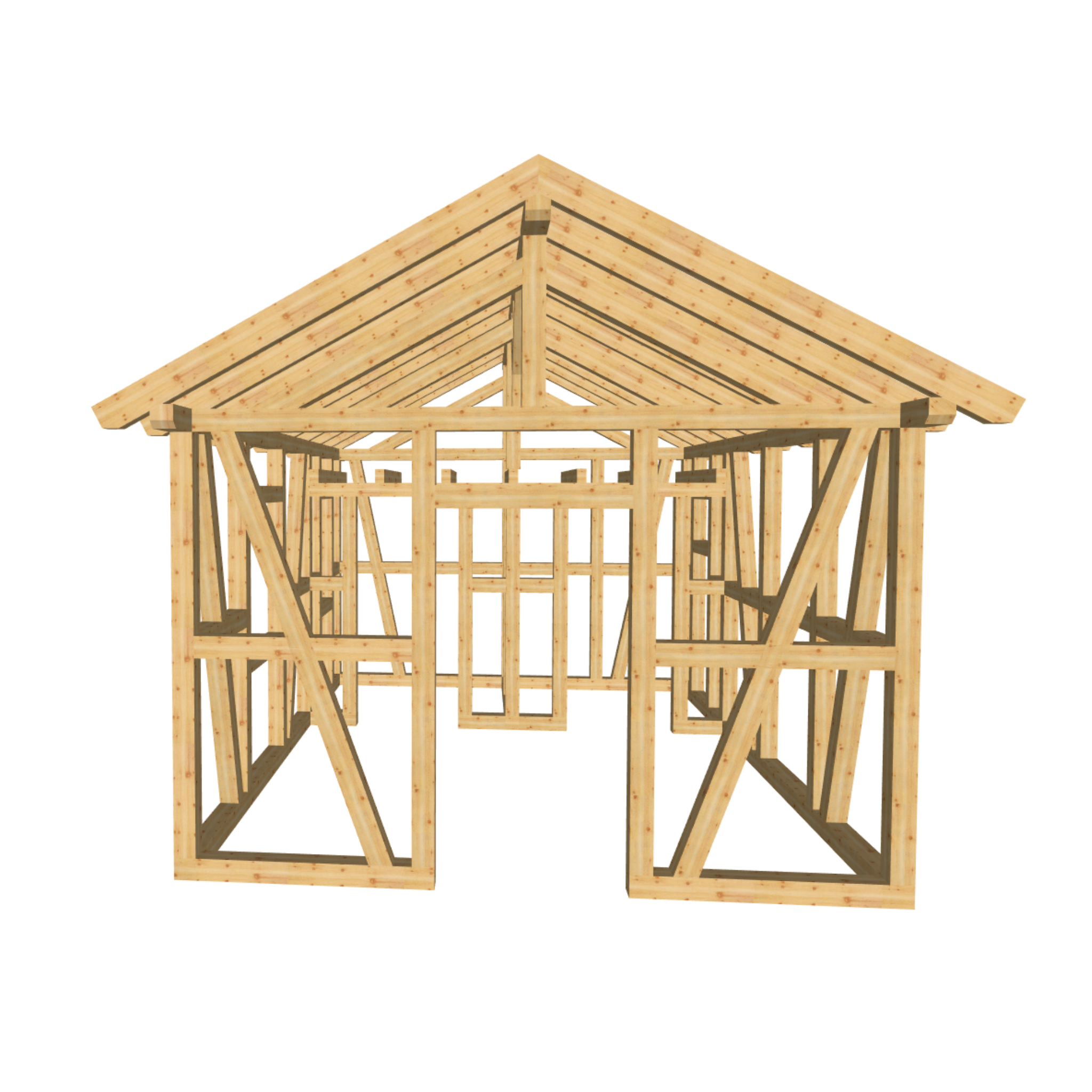 Bauplan Gartenhaus 96 3D-Frontansicht
