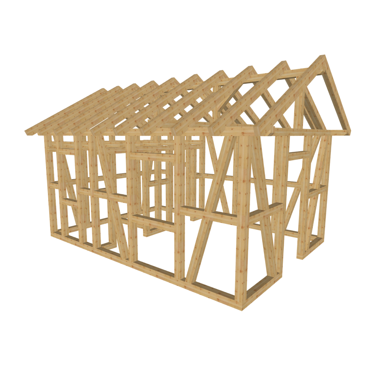 Bauplan Gartenhaus 96 3D-Ansicht schräg von vorn