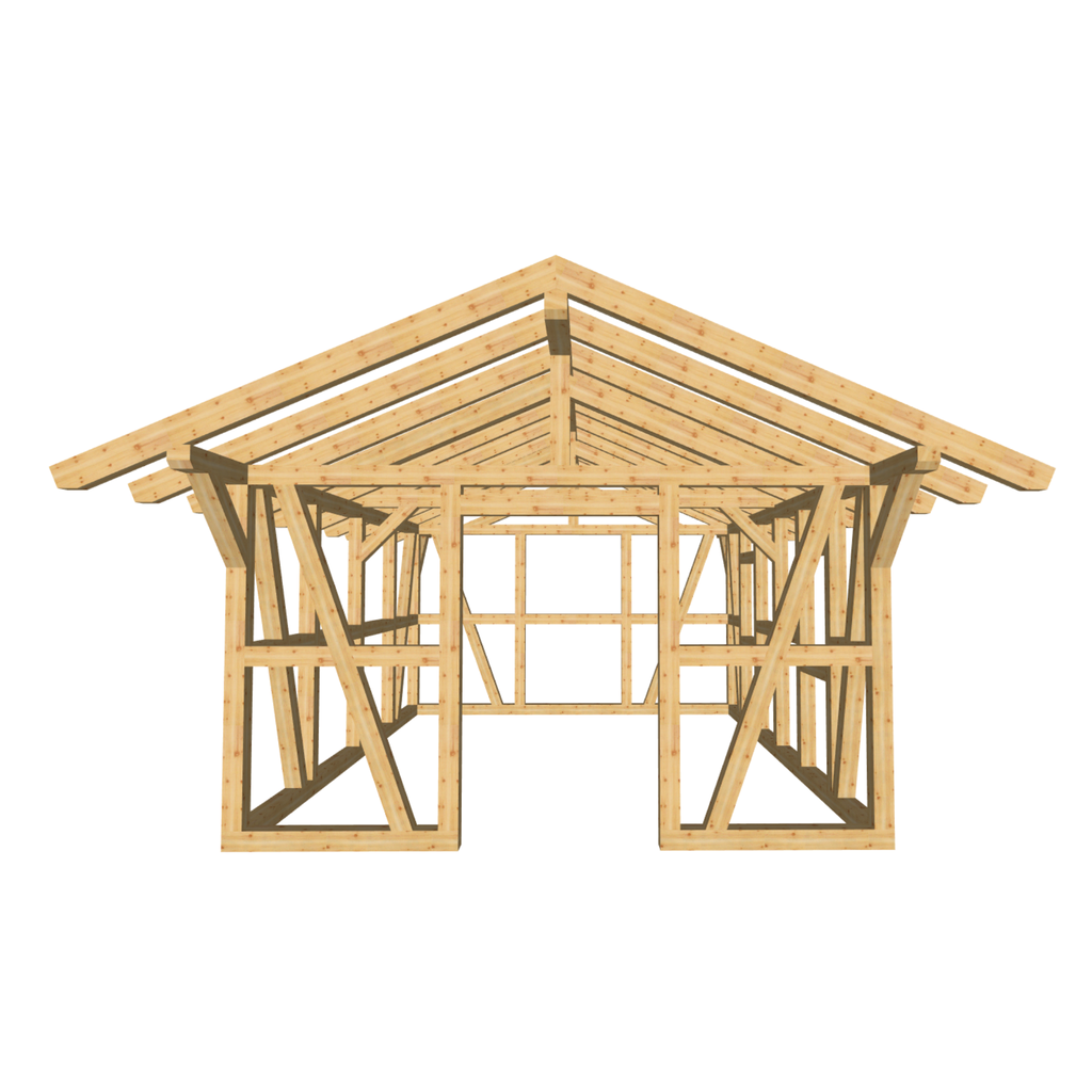 Bauplan Gartenhaus 97 3D-Frontansicht