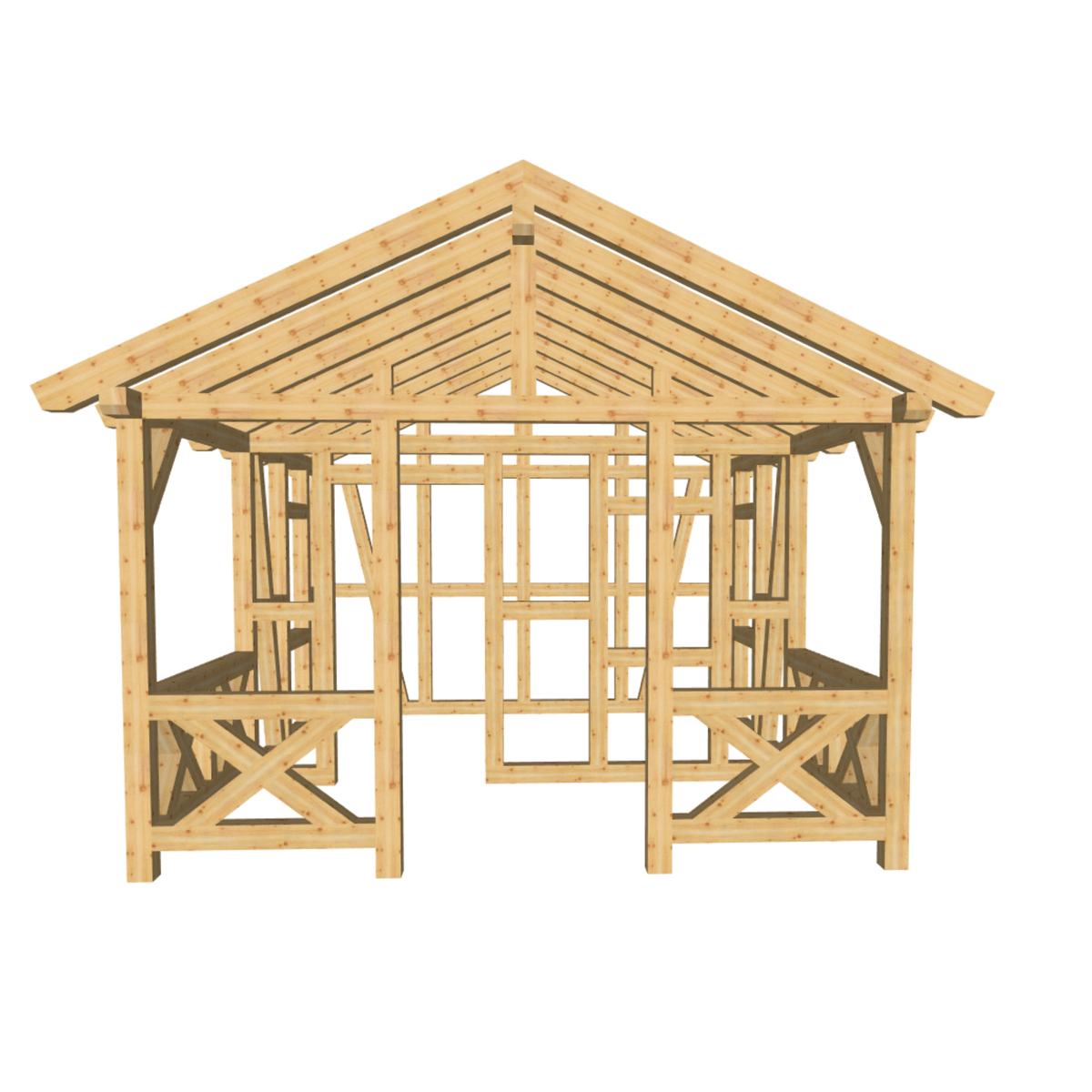 Bauplan Gartenhaus 9 3D-Frontansicht