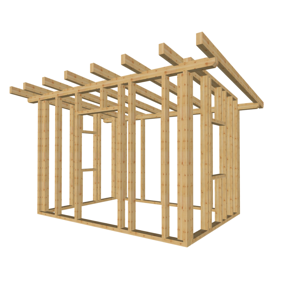 Bauplan Gartenhaus 4 3D-Ansicht schräg von vorn