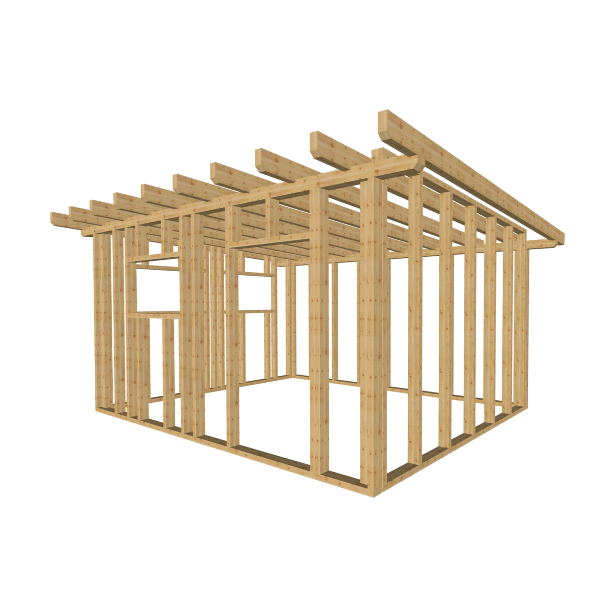 Bauplan Gartenhaus 87 3D-Ansicht schräg von vorn