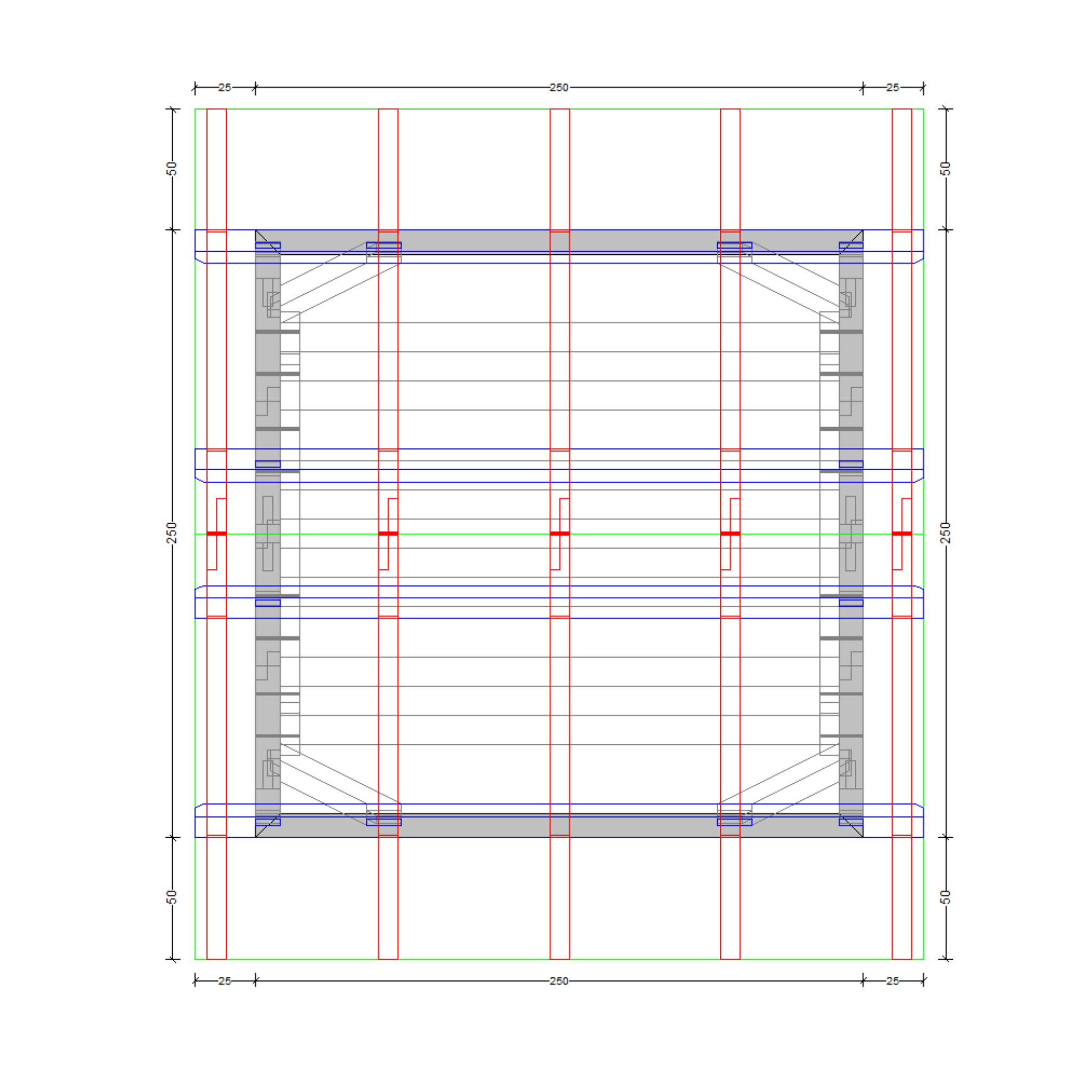 Bauplan Gartenlaube 3 Draufsicht mit Bemaßung