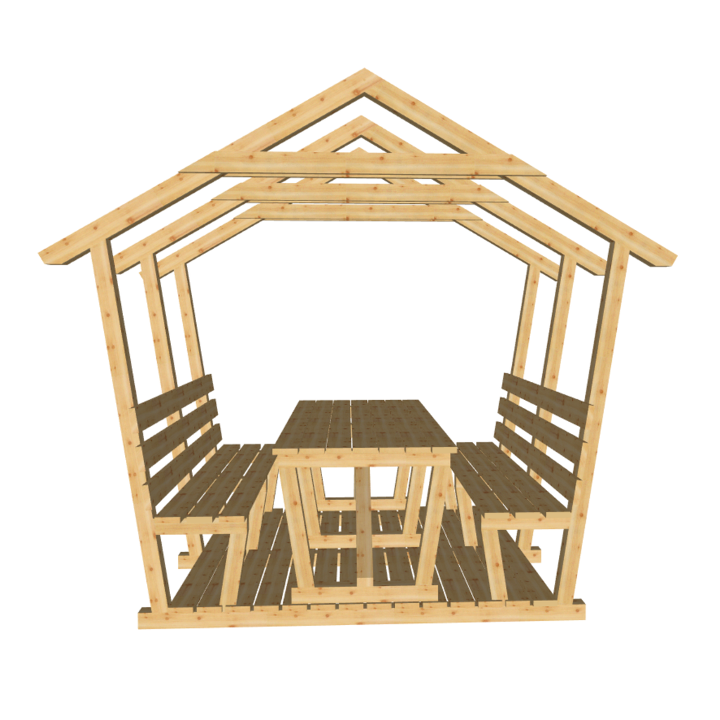 Bauplan Gartenlaube 4 3D-Frontansicht