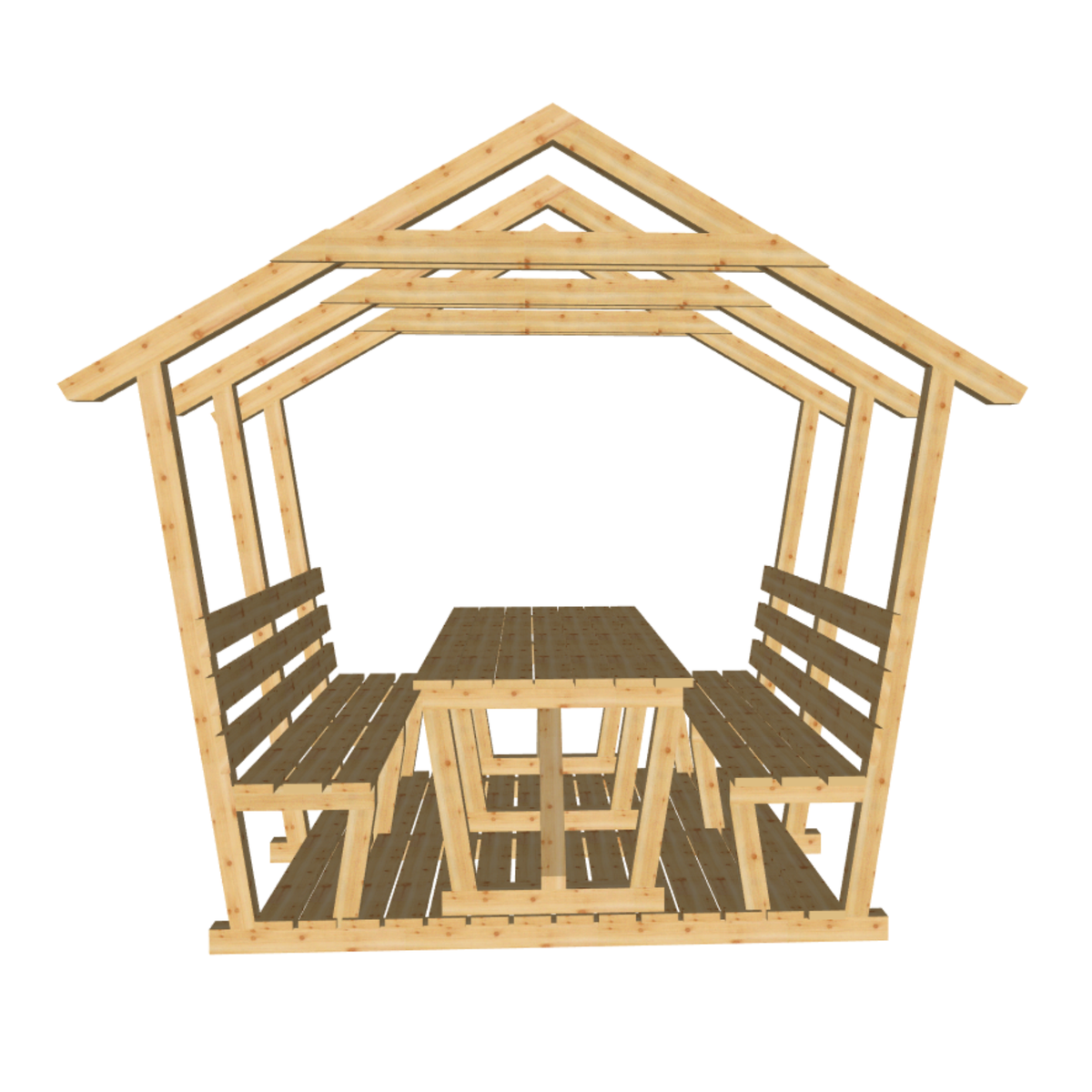 Bauplan Gartenlaube 4 3D-Frontansicht