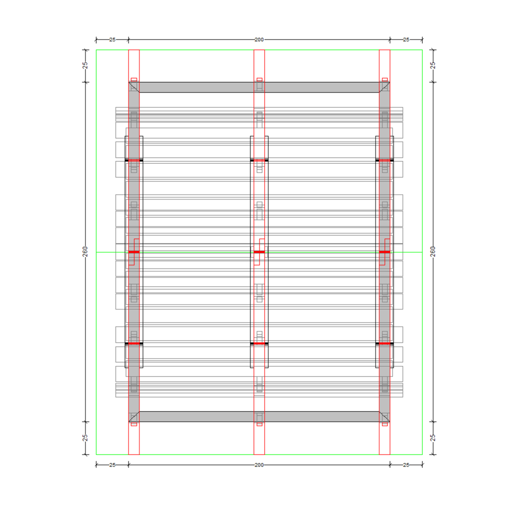 Bauplan Gartenlaube 4 Draufsicht mit Bemaßung