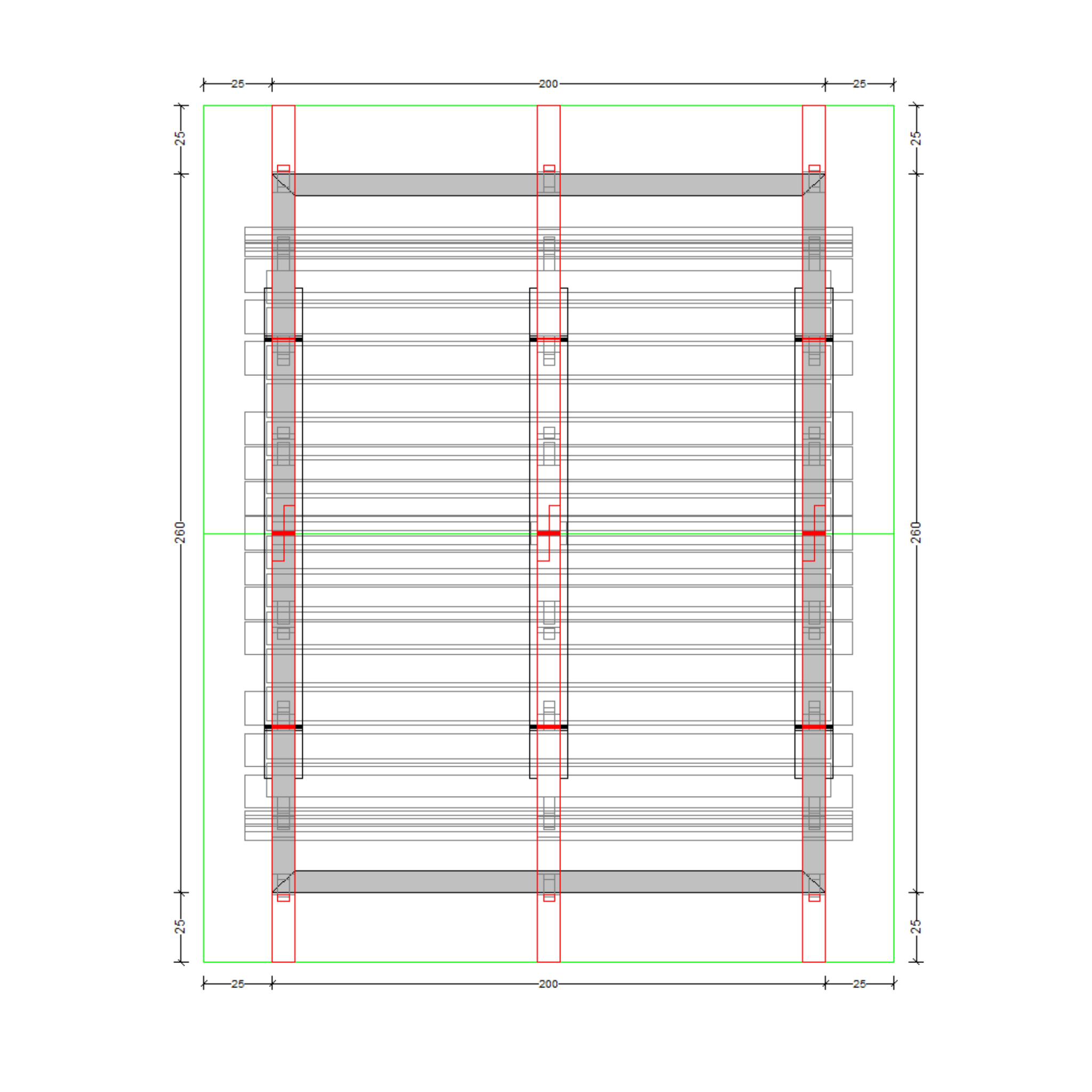 Bauplan Gartenlaube 4 Draufsicht mit Bemaßung