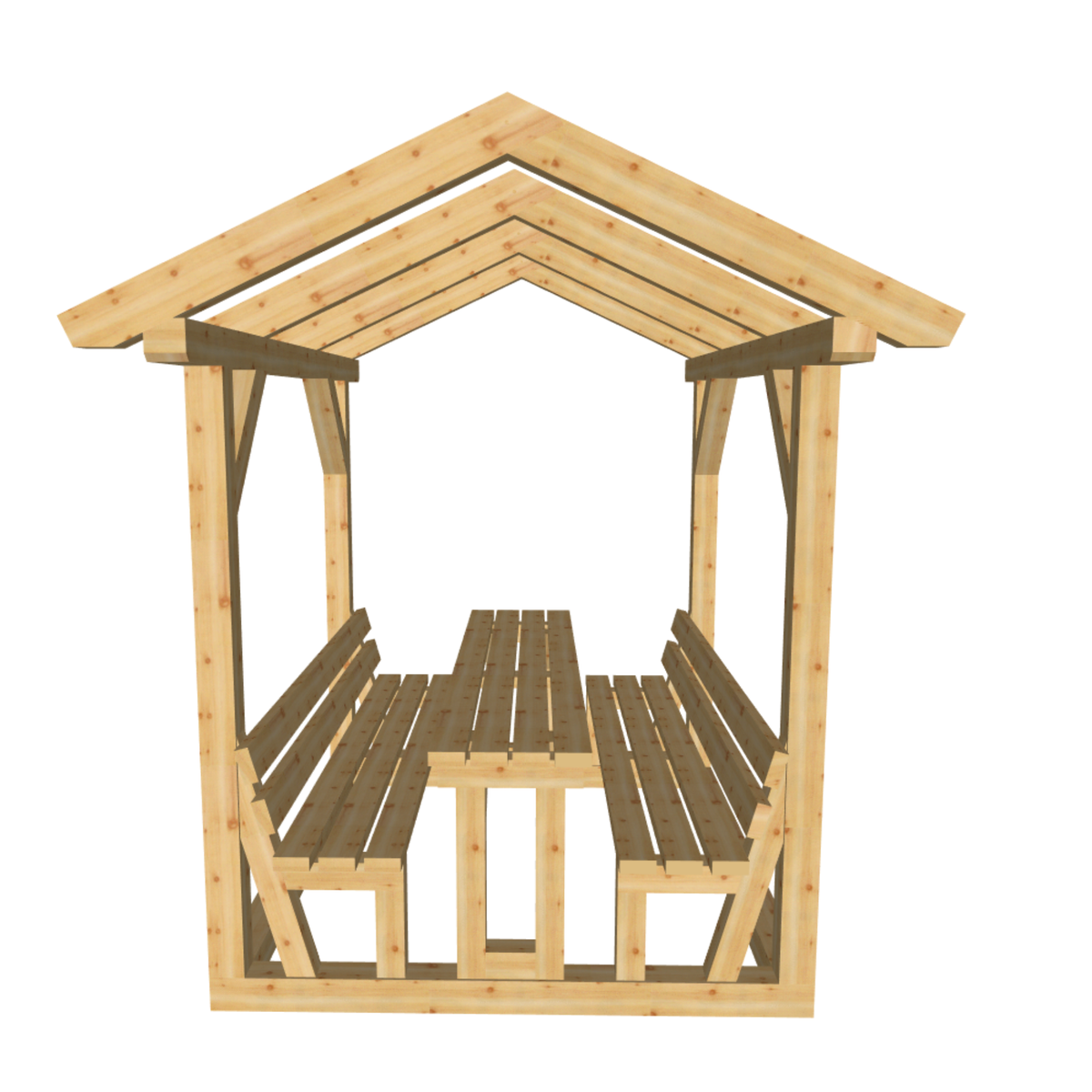 Bauplan Gartenlaube 5 3D-Frontansicht