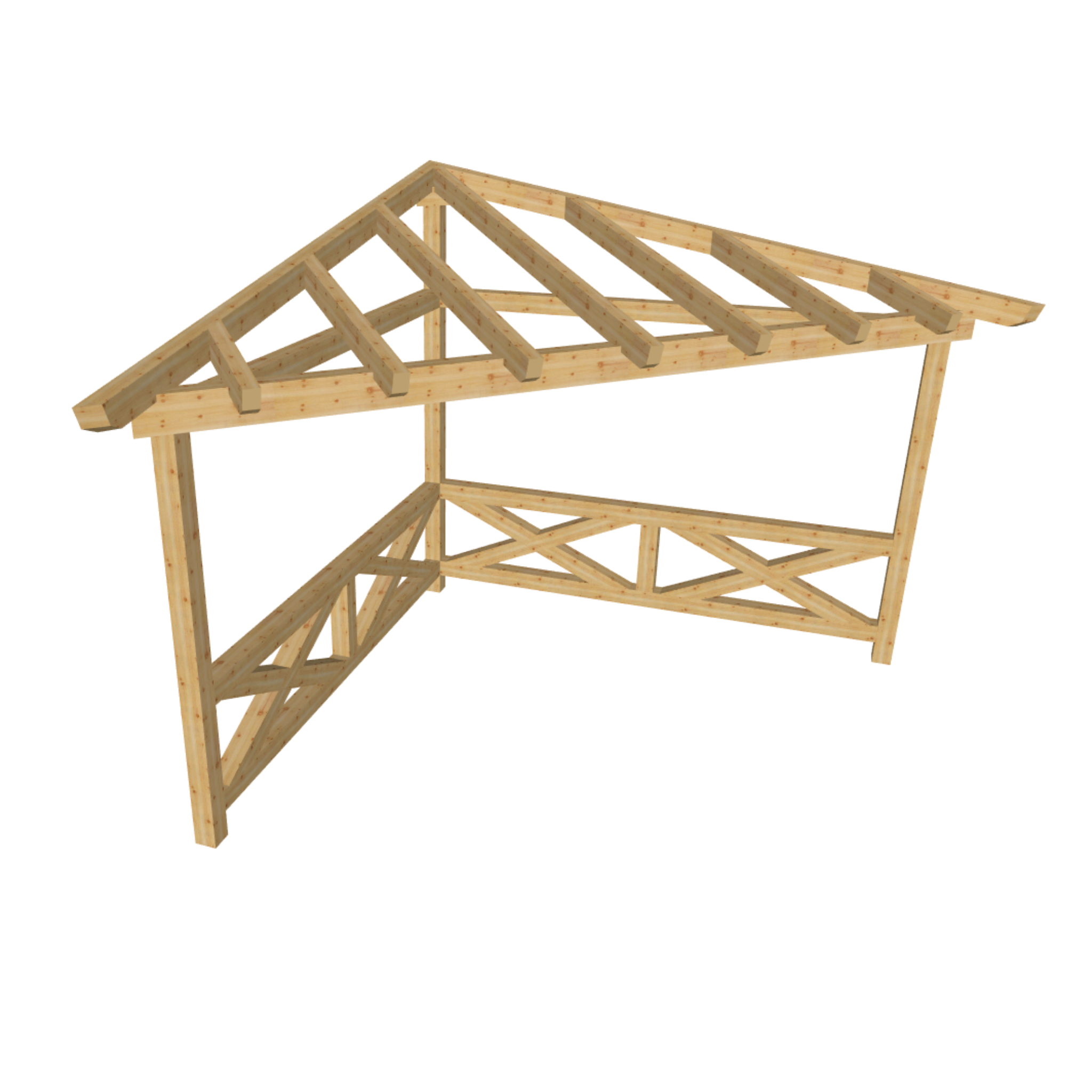 Bauplan Gartenlaube 6 3D-Ansicht schräg von vorn