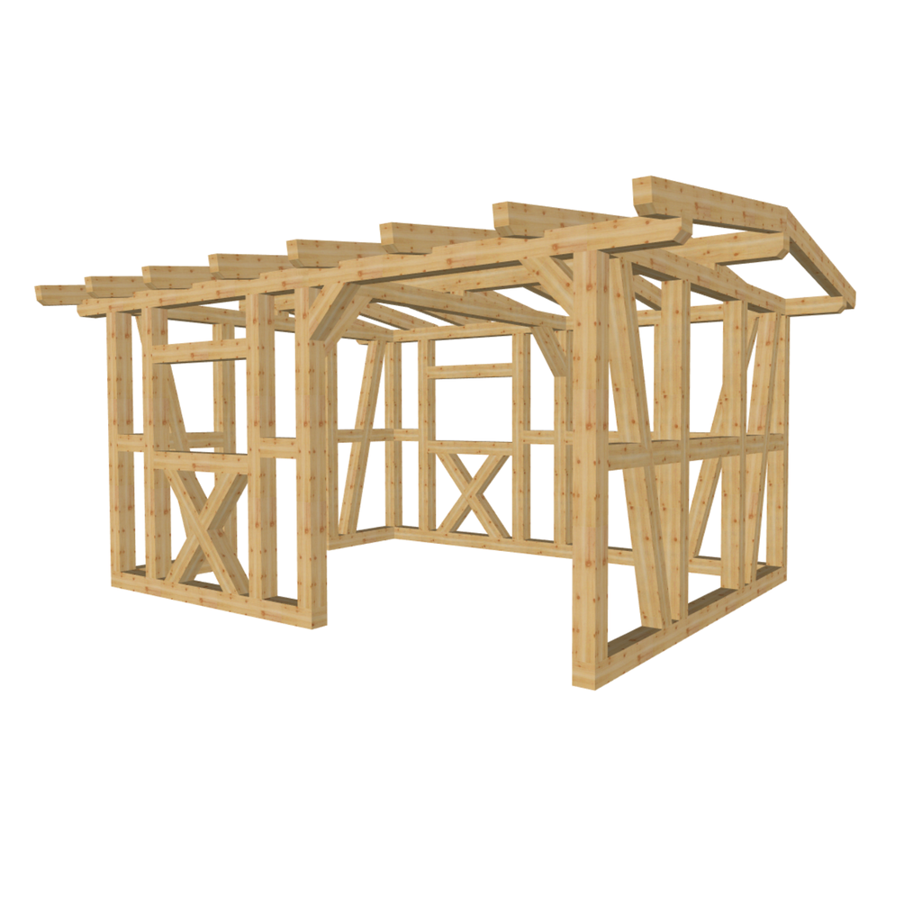 Bauplan Geräteschuppen 11 3D-Ansicht schräg von vorn
