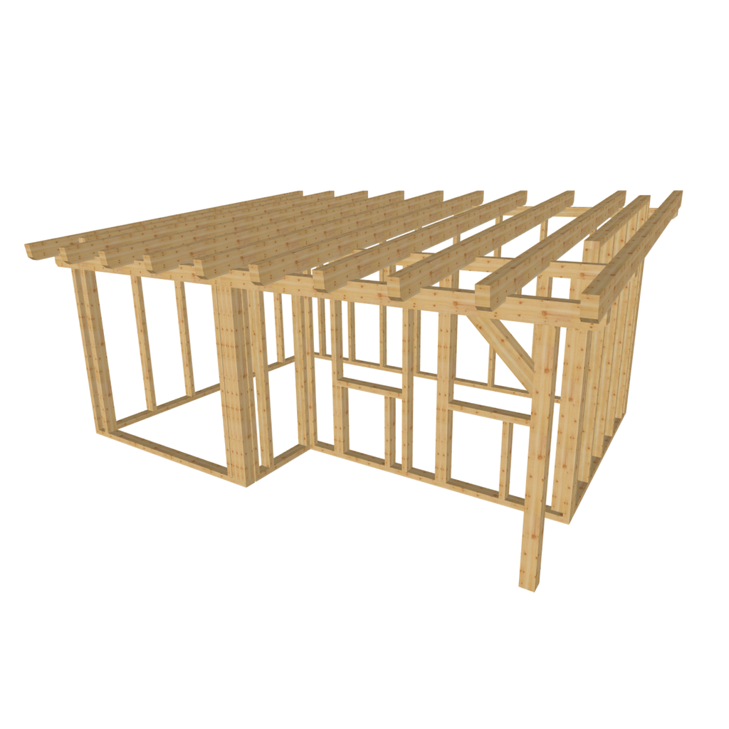 Bauplan Geräteschuppen 15 3D-Ansicht schräg von vorn