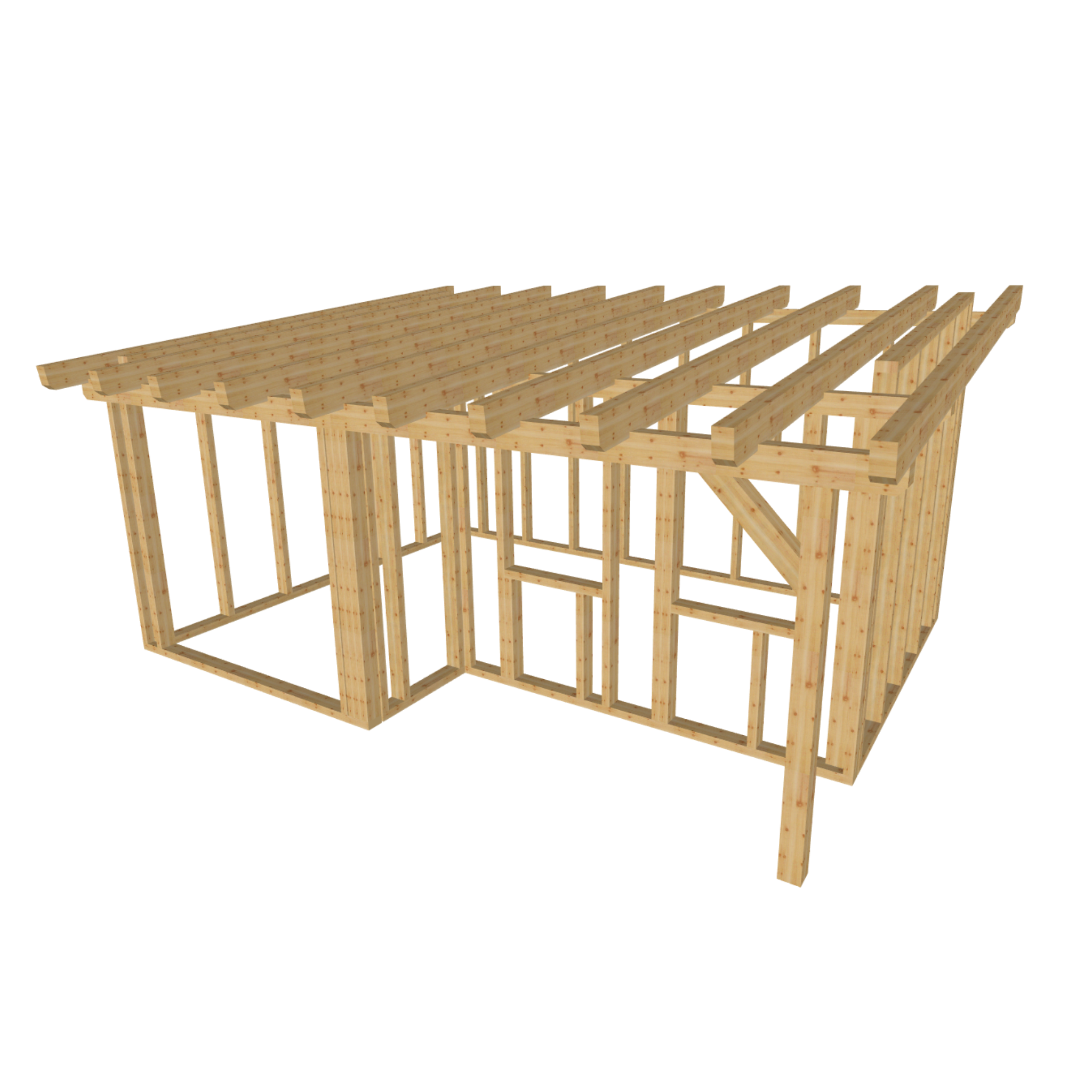 Bauplan Geräteschuppen 15 3D-Ansicht schräg von vorn