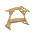 Bauplan Holzbank mit Überdachung 3D-Ansicht schräg von vorn