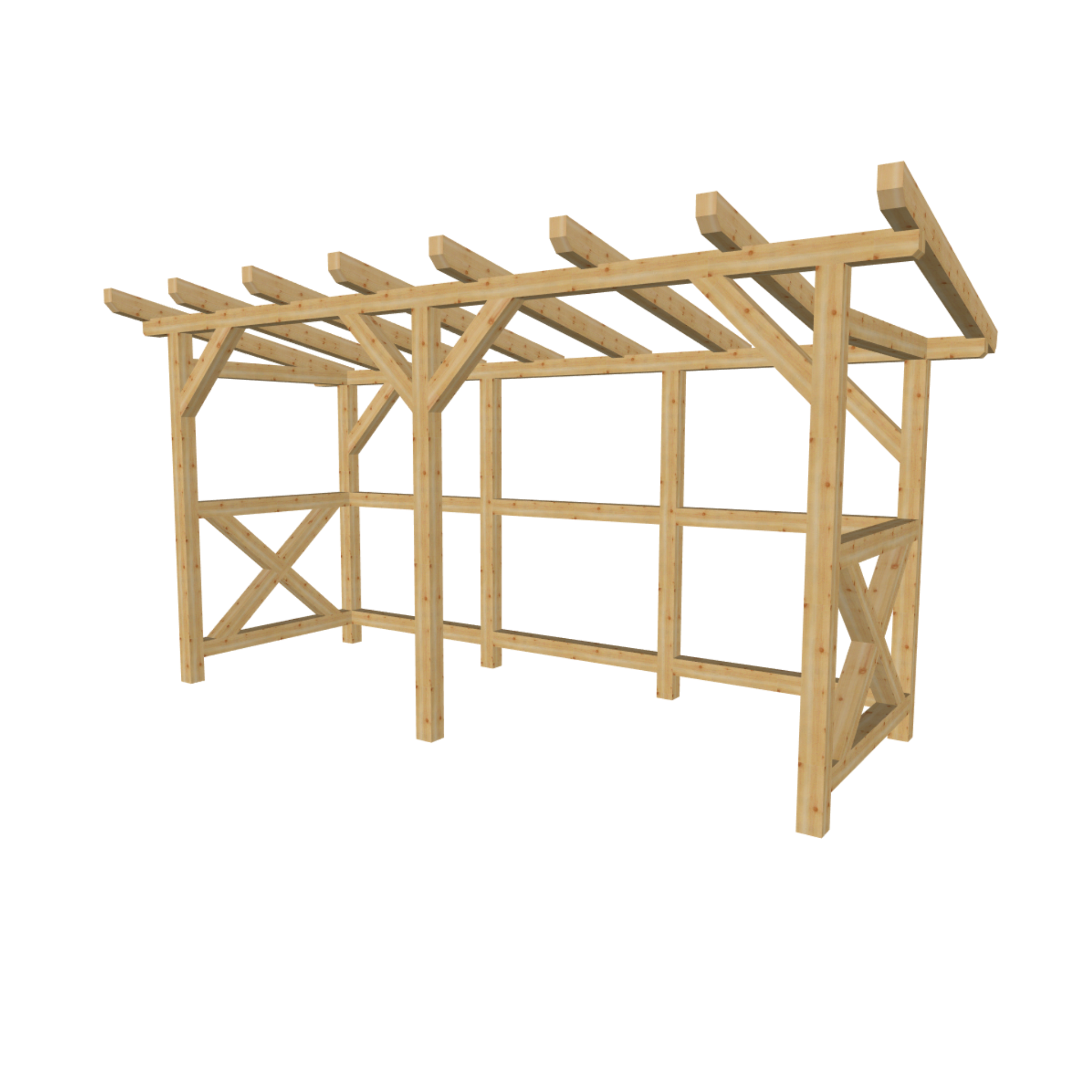 Bauplan Holzlege 2 3D-Ansicht schräg von vorn