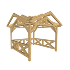 Bauplan Pavillon-Satteldach 1 3D-Ansicht schräg von vorn
