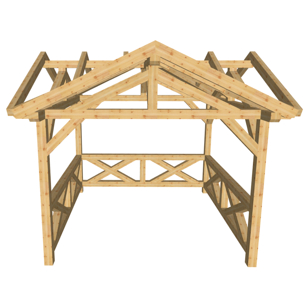 Bauplan Pavillon-Satteldach 1 3D-Frontansicht