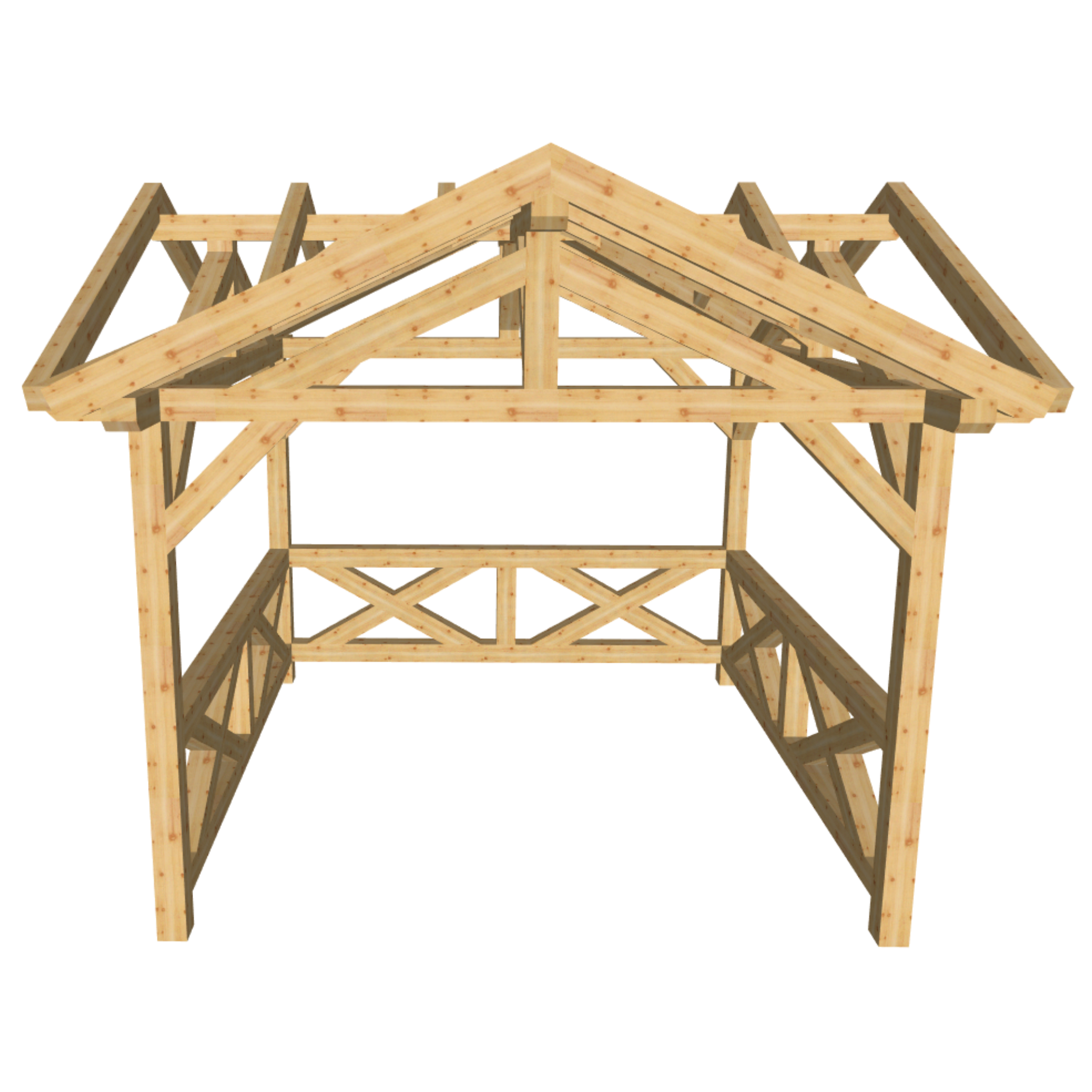 Bauplan Pavillon-Satteldach 1 3D-Frontansicht
