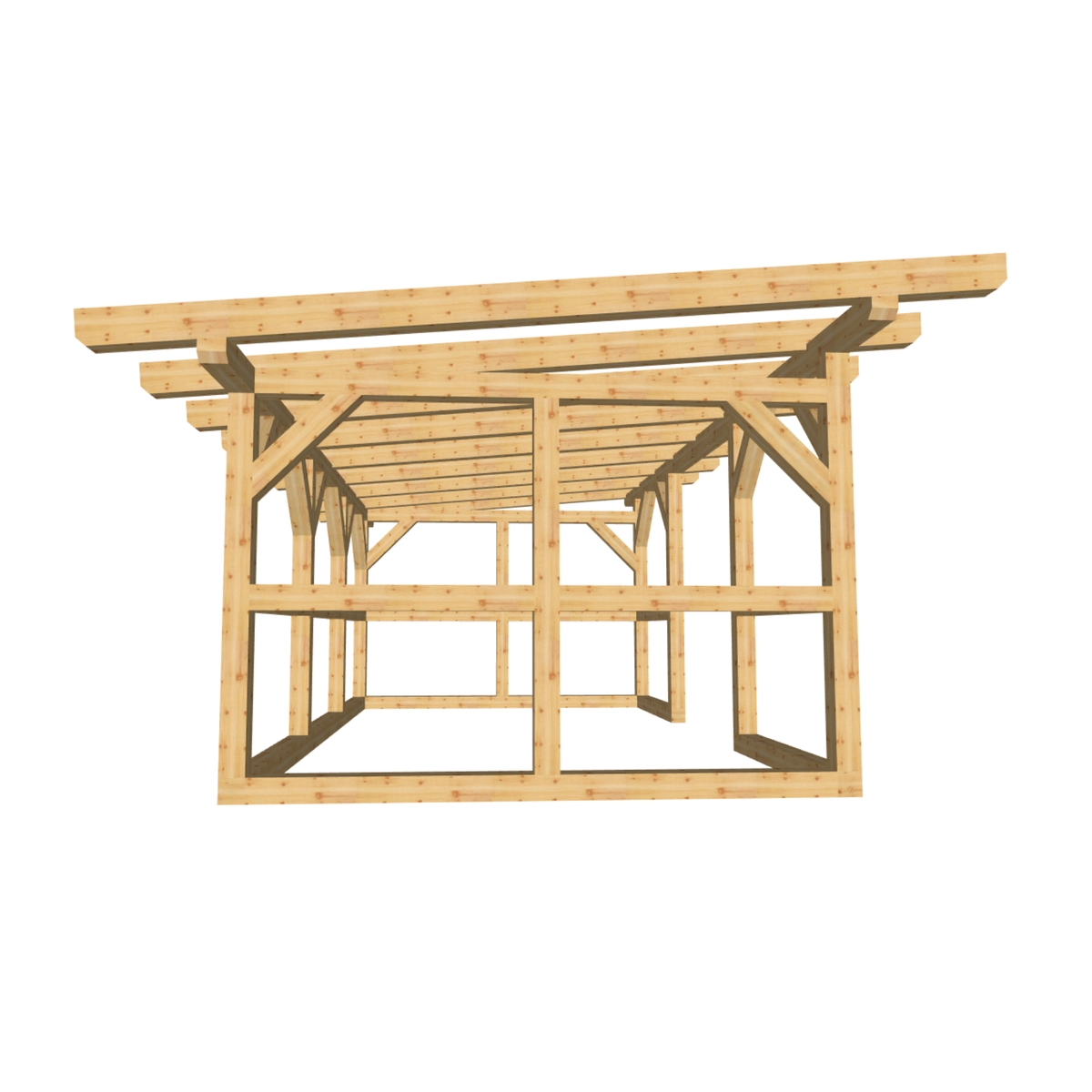 Bauplan Pavillon-Schleppdach 1 3D-Frontansicht