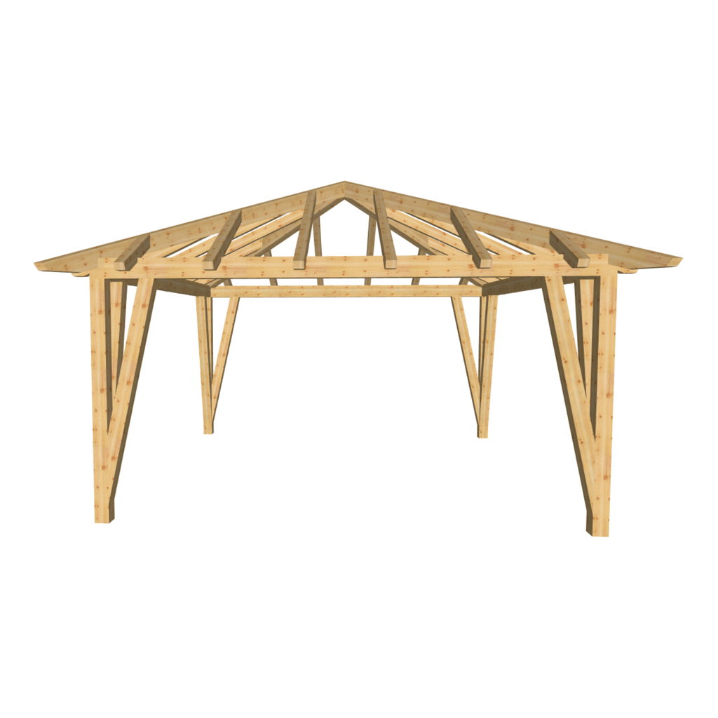 Bauplan Pavillon Walmdach 10 3D-Frontansicht