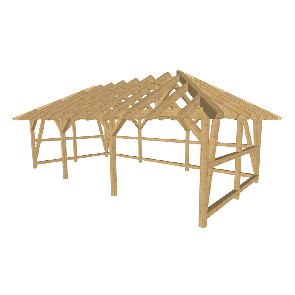 Bauplan Pavillon Walmdach 11 3D-Ansicht schräg von vorn