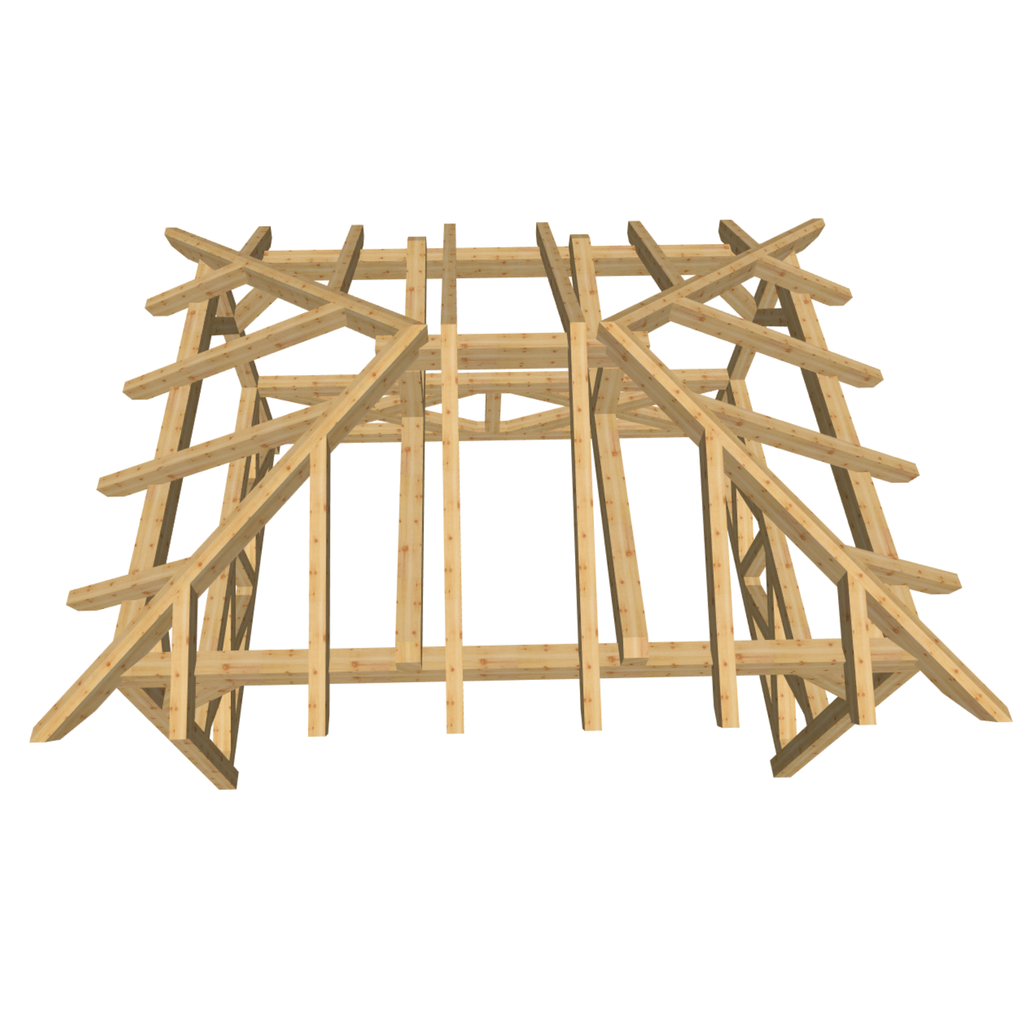 Bauplan Pavillon Walmdach 12 3D-Draufsicht