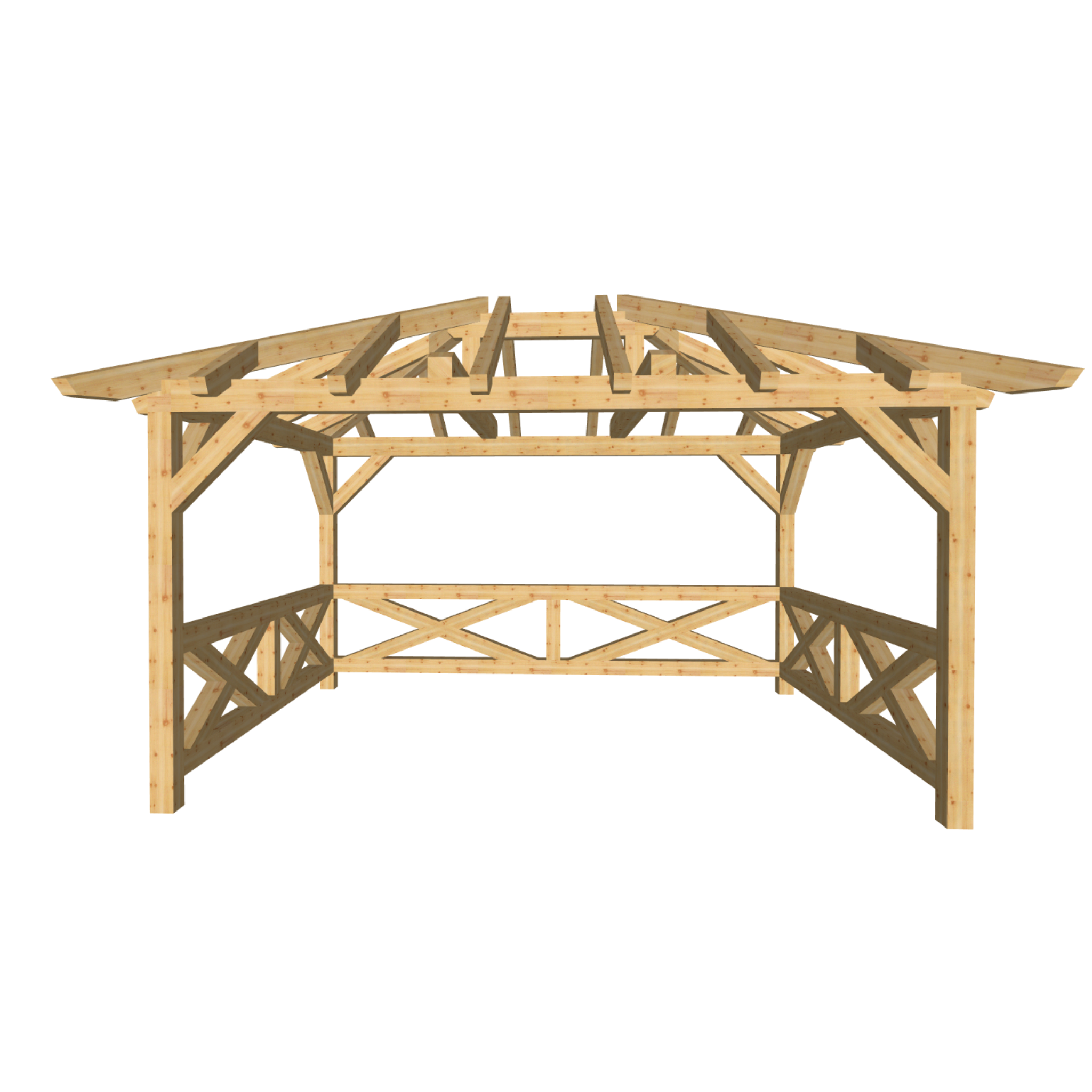 Bauplan Pavillon Walmdach 12 3D-Frontansicht