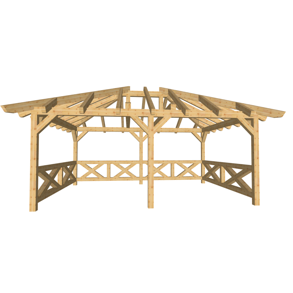 Bauplan Pavillon Walmdach 13 3D-Frontansicht