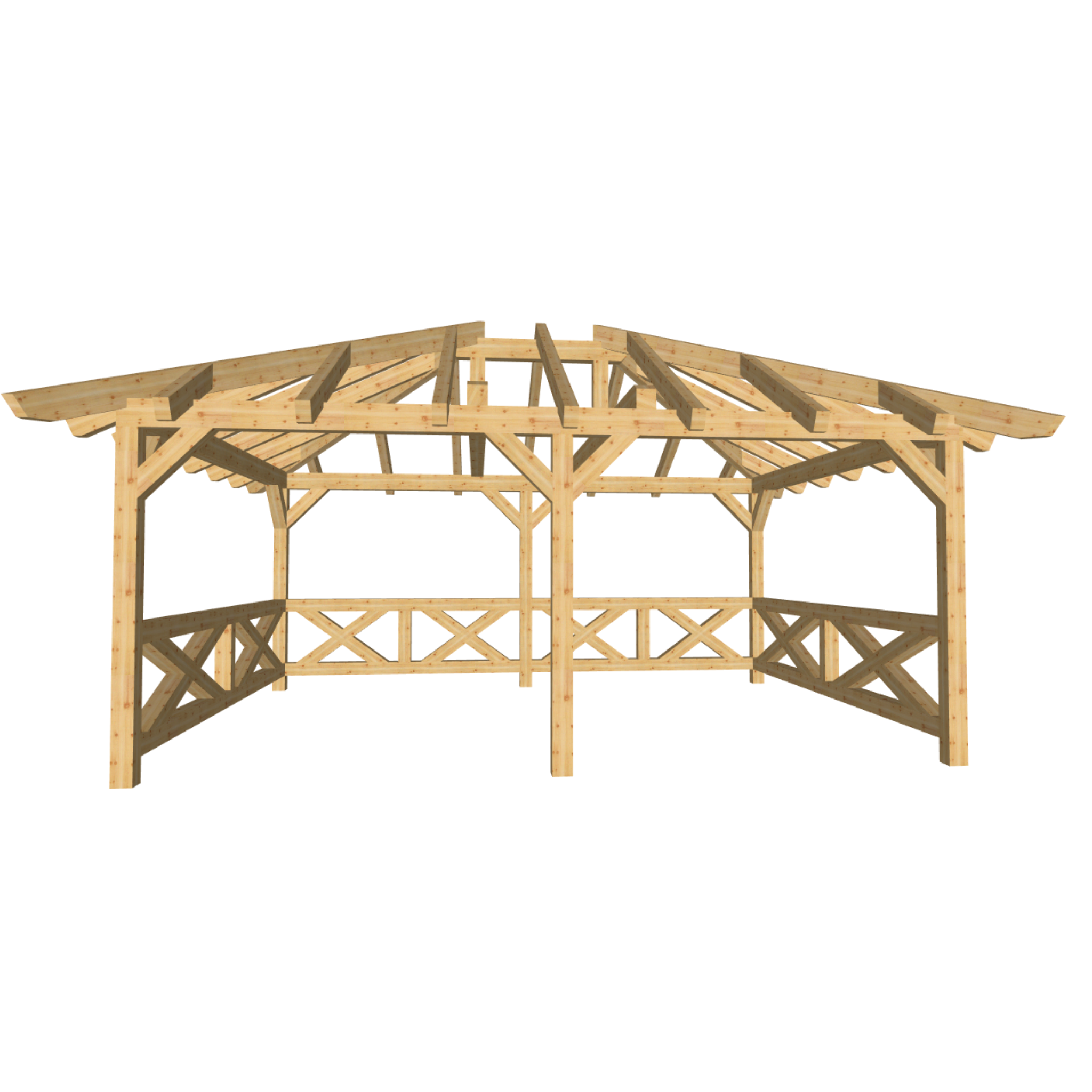 Bauplan Pavillon Walmdach 13 3D-Frontansicht